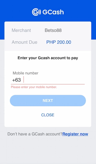 Step 3: Log in to your GCash account to pay.