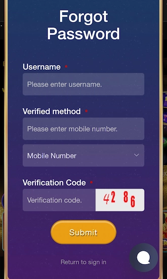 Step 2: Fill in your username, phone number, and verification code. 