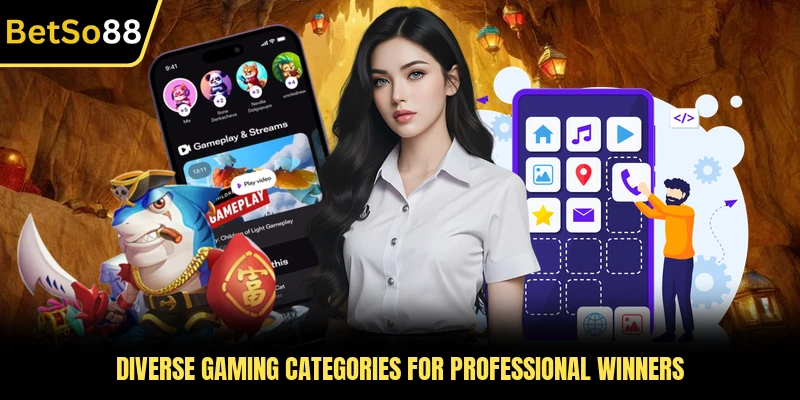 Diverse gaming categories for professional winners