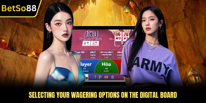 Selecting your wagering options on the digital board