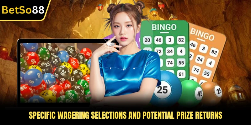 Specific wagering selections and potential prize returns